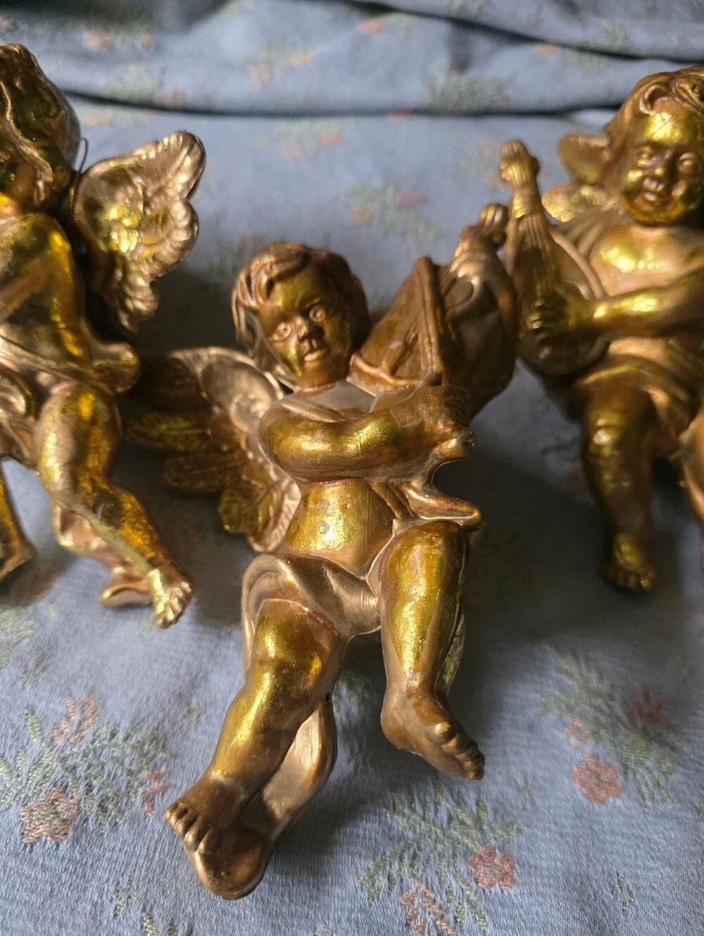 3 Pc Gold Cherub Ornament Lot